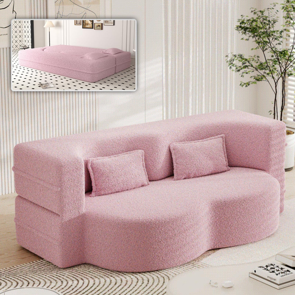 78" Full Size Pink Folding Sofa Bed T50584