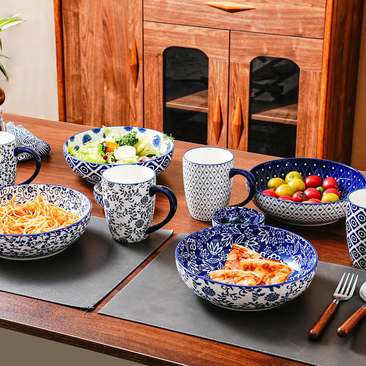 45 OZ Ceramic Pasta Bowls Set of 4 F128