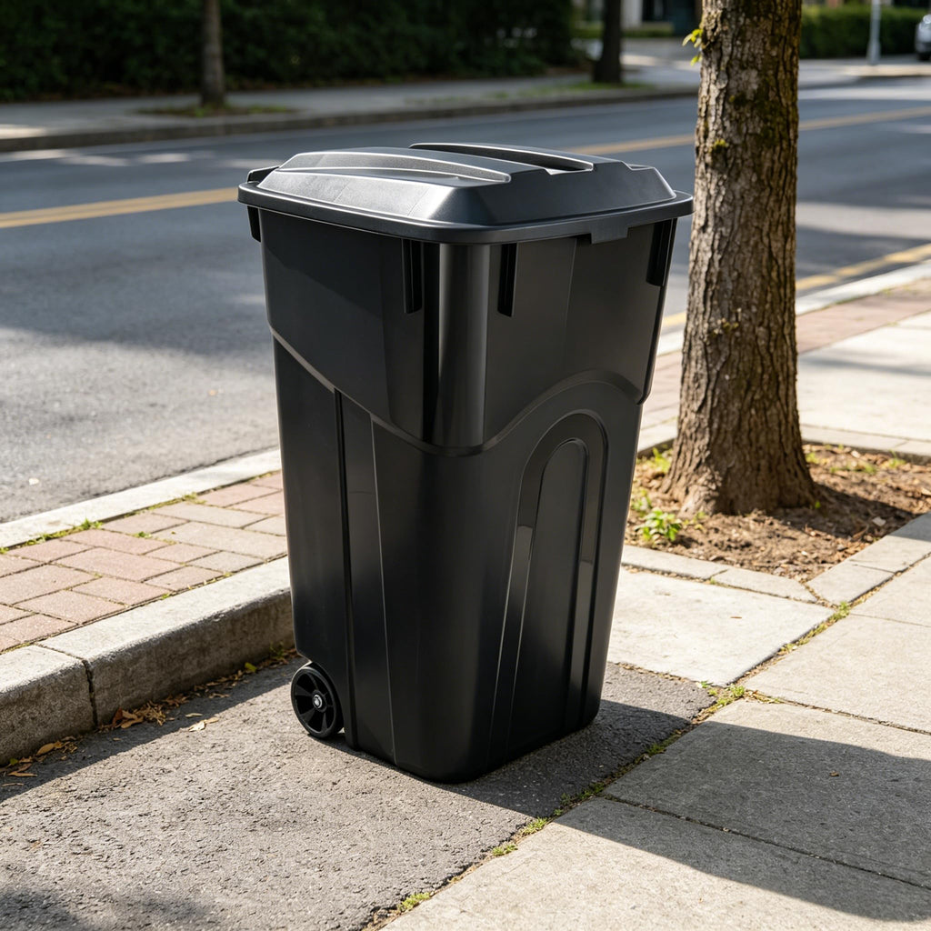 32 Gallon Wheeled Plastic Trash Can with Lid I748039