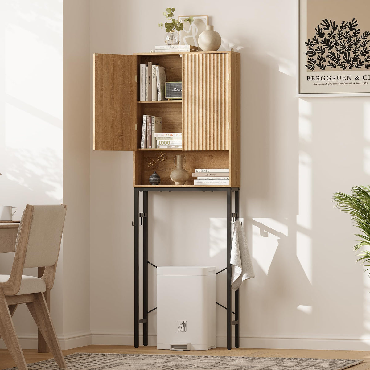 Freestanding Tall Wood Over The Toilet Storage Cabinet D92502