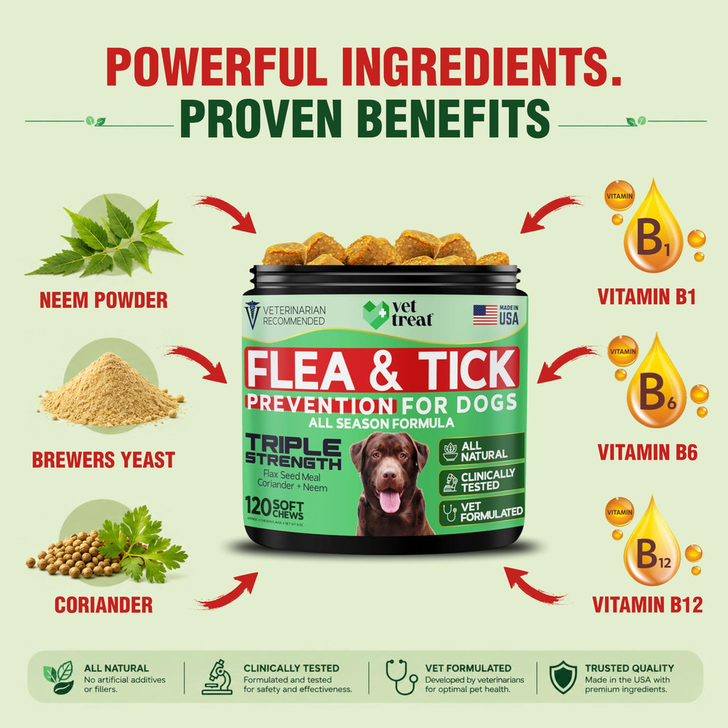 Flea and Tick Chewables for Dogs Chicken 120 Soft Treats S813