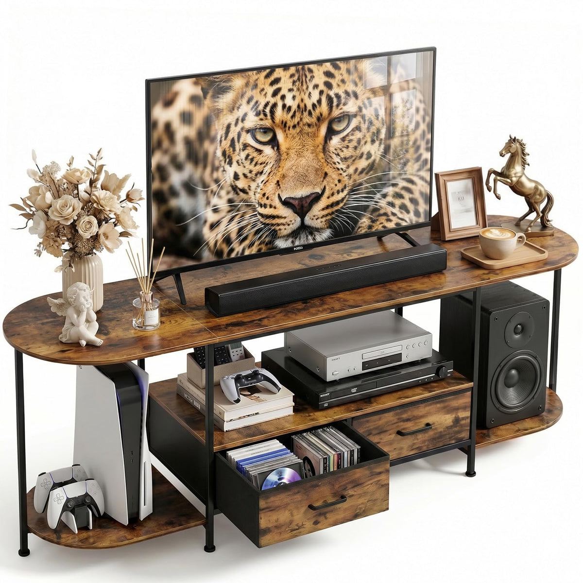 63" TV Stand with 2 Fabric Drawers E597