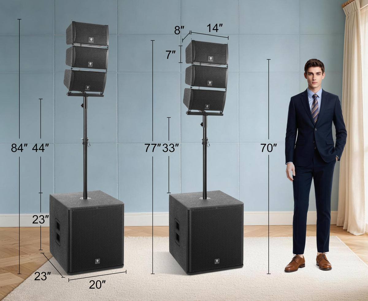 Powered PA Speaker System 6 Line Array Speakers 2PCS 18 Inch Subwoofers X33317