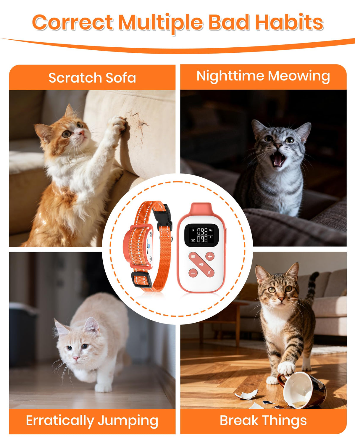 Lightweight Waterproof Cat Training Collar with Remote Q494