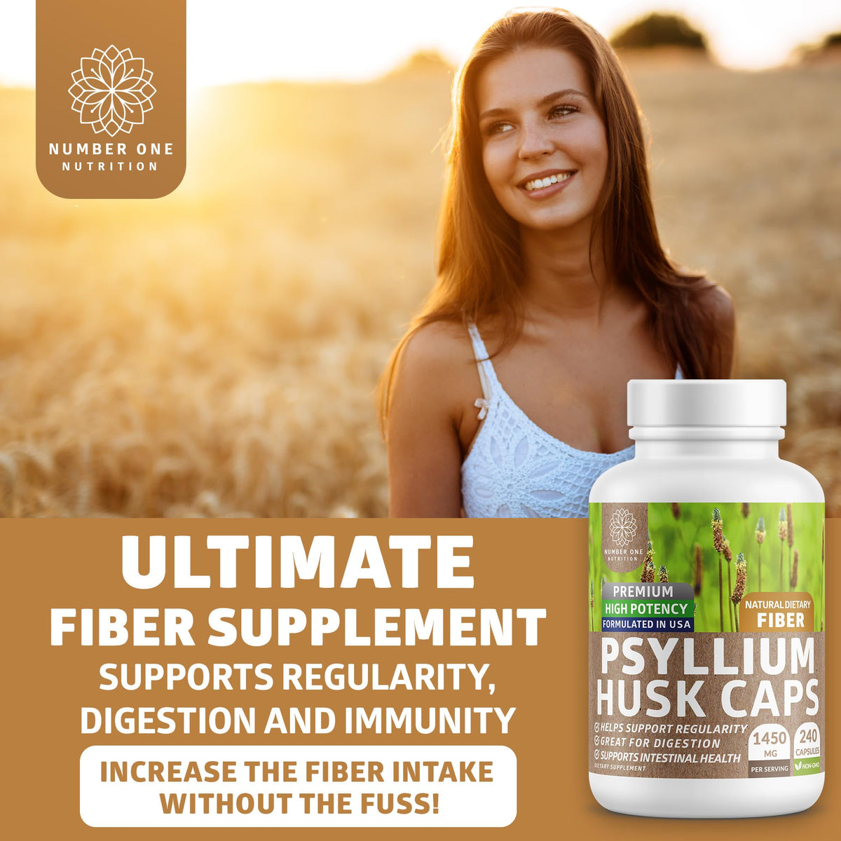 Psyllium Husk Capsules 1450mg 240 Caps I5093