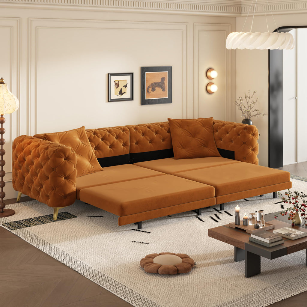 Orange Velvet Sofa Bed H49544