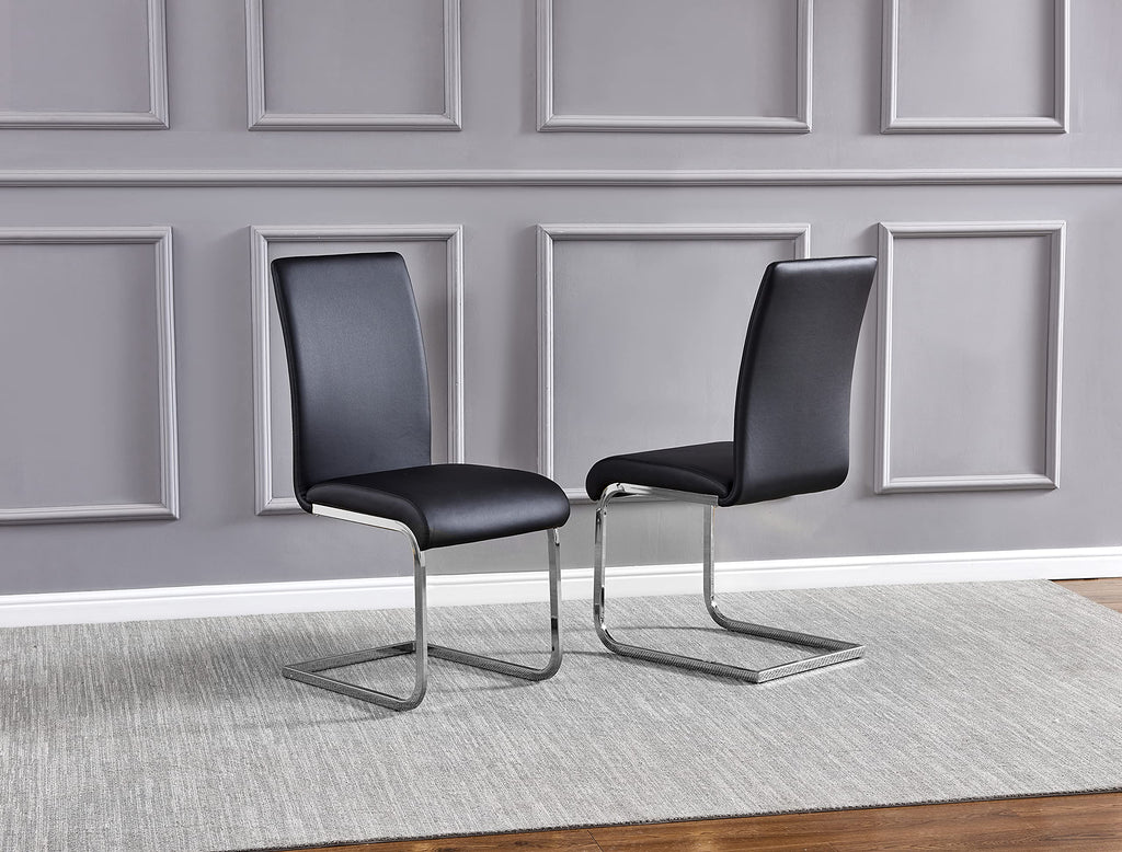 Black Faux Leather Dining Chairs Set of 2 E298404