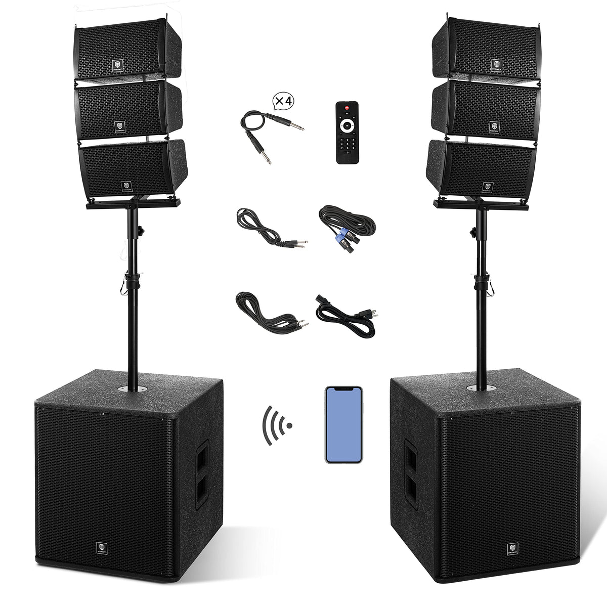 Powered PA Speaker System 6 Line Array Speakers 2PCS 18 Inch Subwoofers X33317