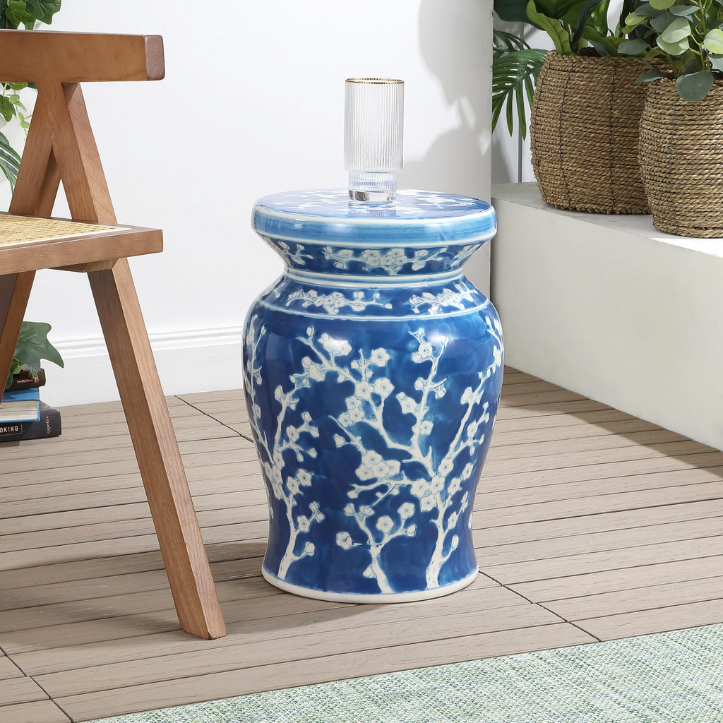 Ceramic Garden Stool 18" Side Table O739