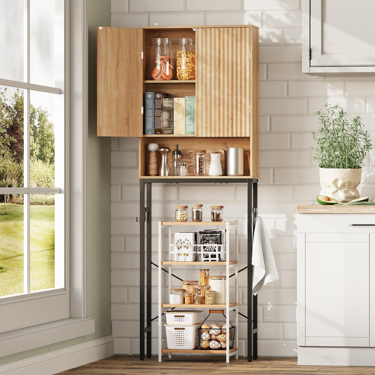 Freestanding Tall Wood Over The Toilet Storage Cabinet D92502
