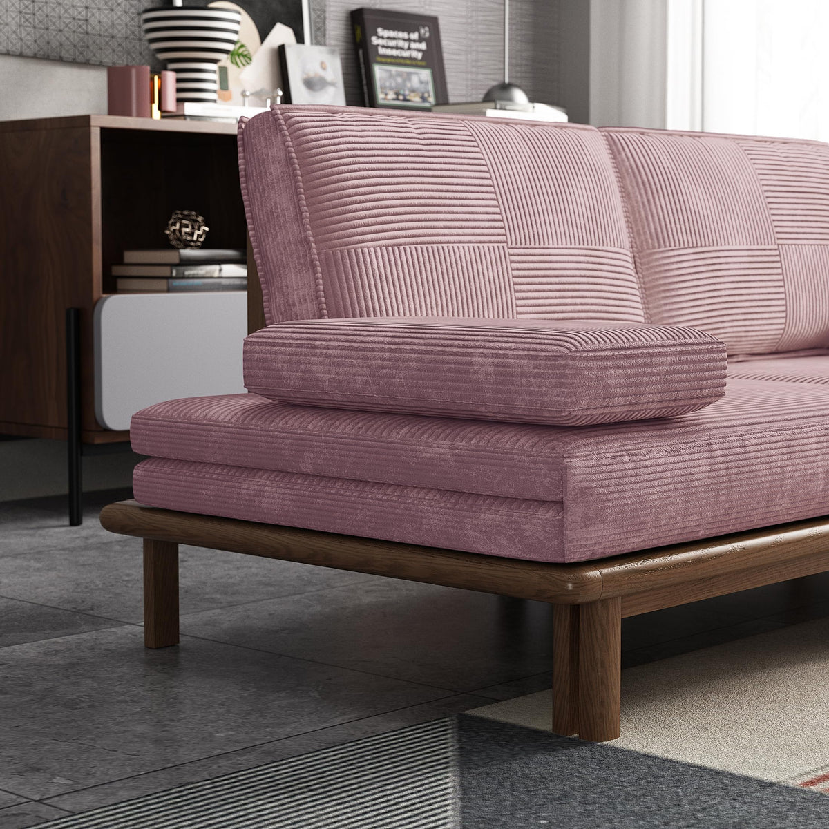 78.7" Pink Velvet Sofa Bed Z869094
