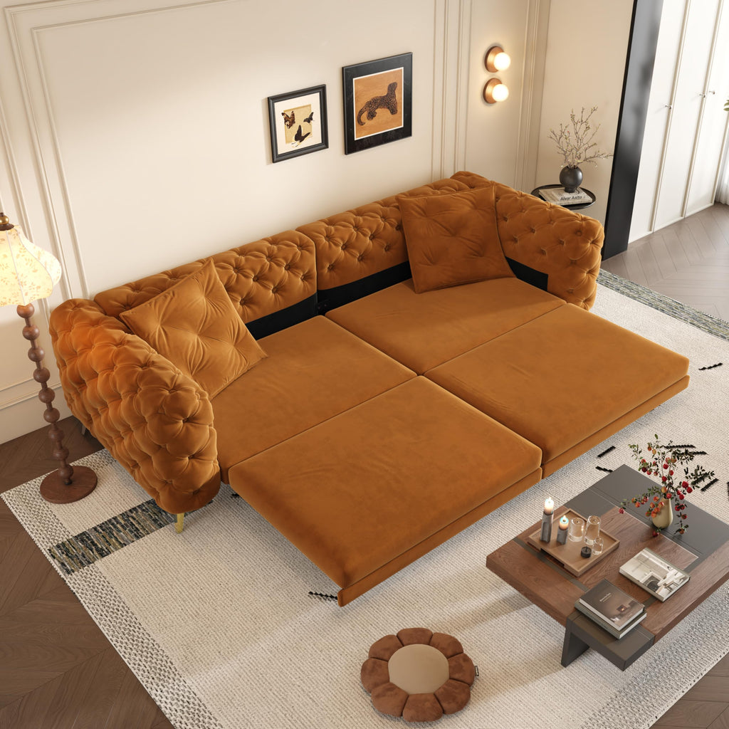 Orange Velvet Sofa Bed H49544