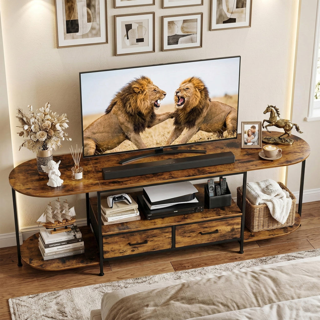 63" TV Stand with 2 Fabric Drawers E597