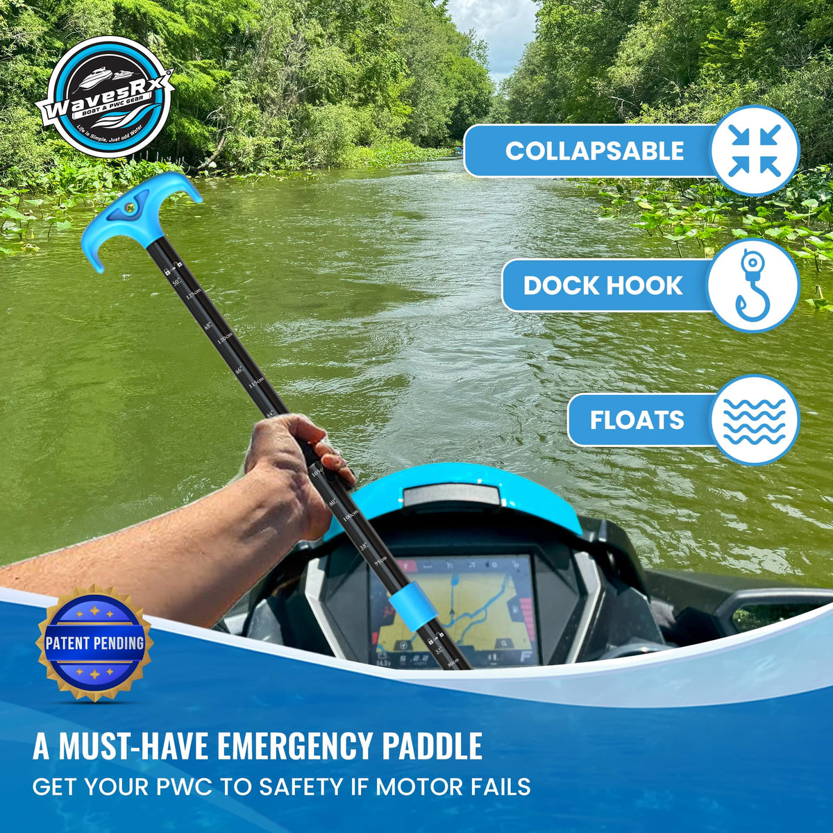 Telescoping Paddle with Docking Hook & Depth Gauge J32803