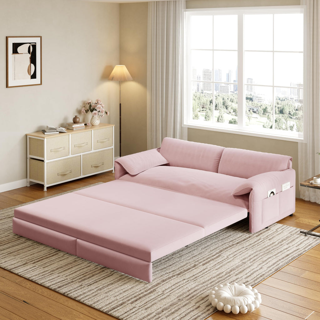 Queen Size Velvet Sleeper Sofa Bed U23132