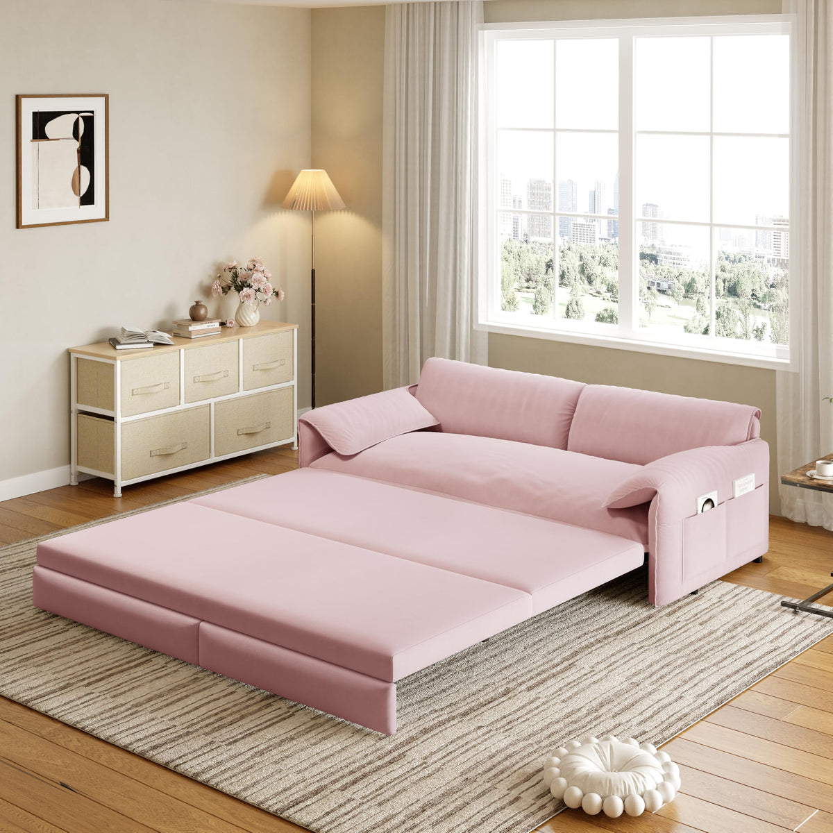 Queen Size Velvet Sleeper Sofa Bed U23132