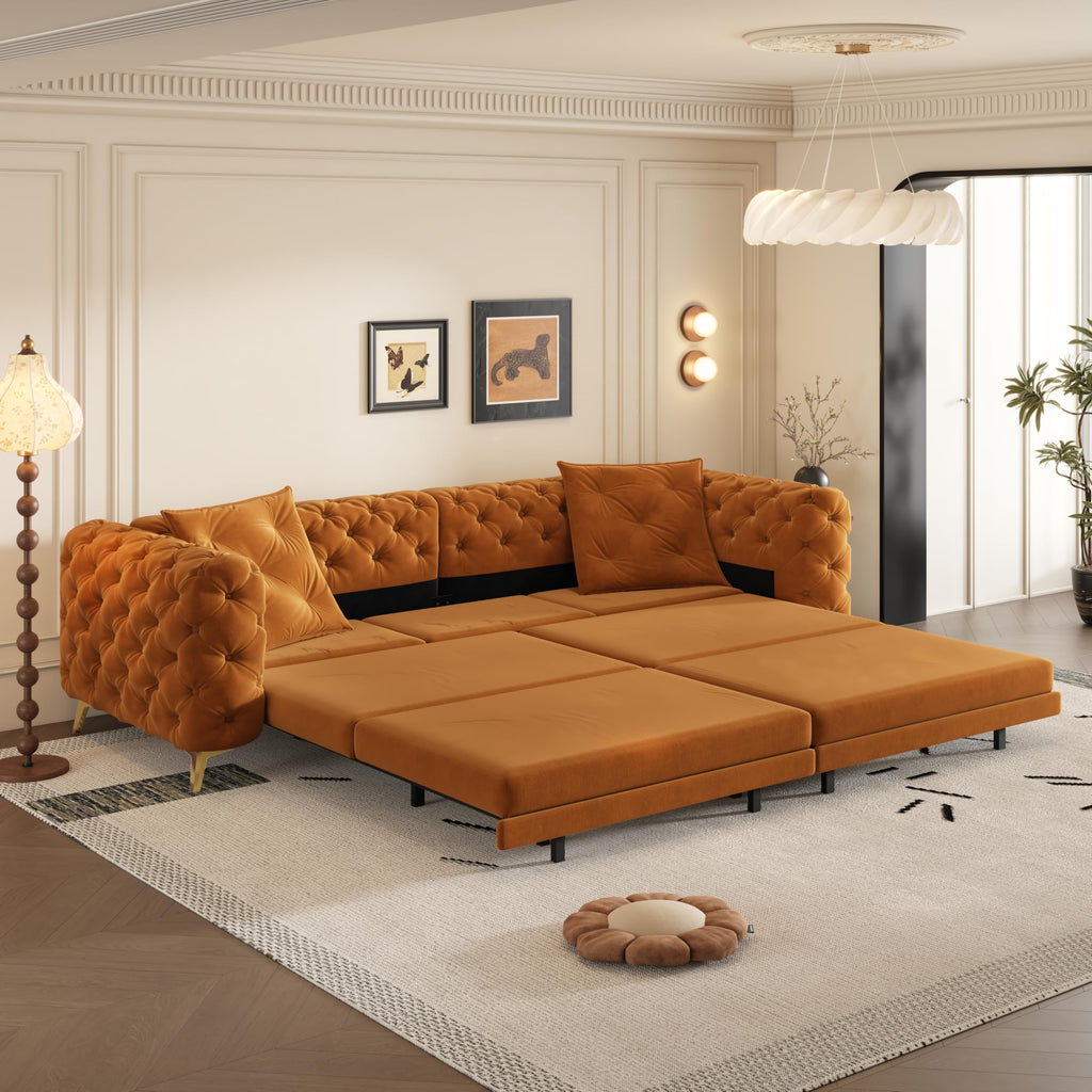 Orange Velvet Sofa Bed H49544