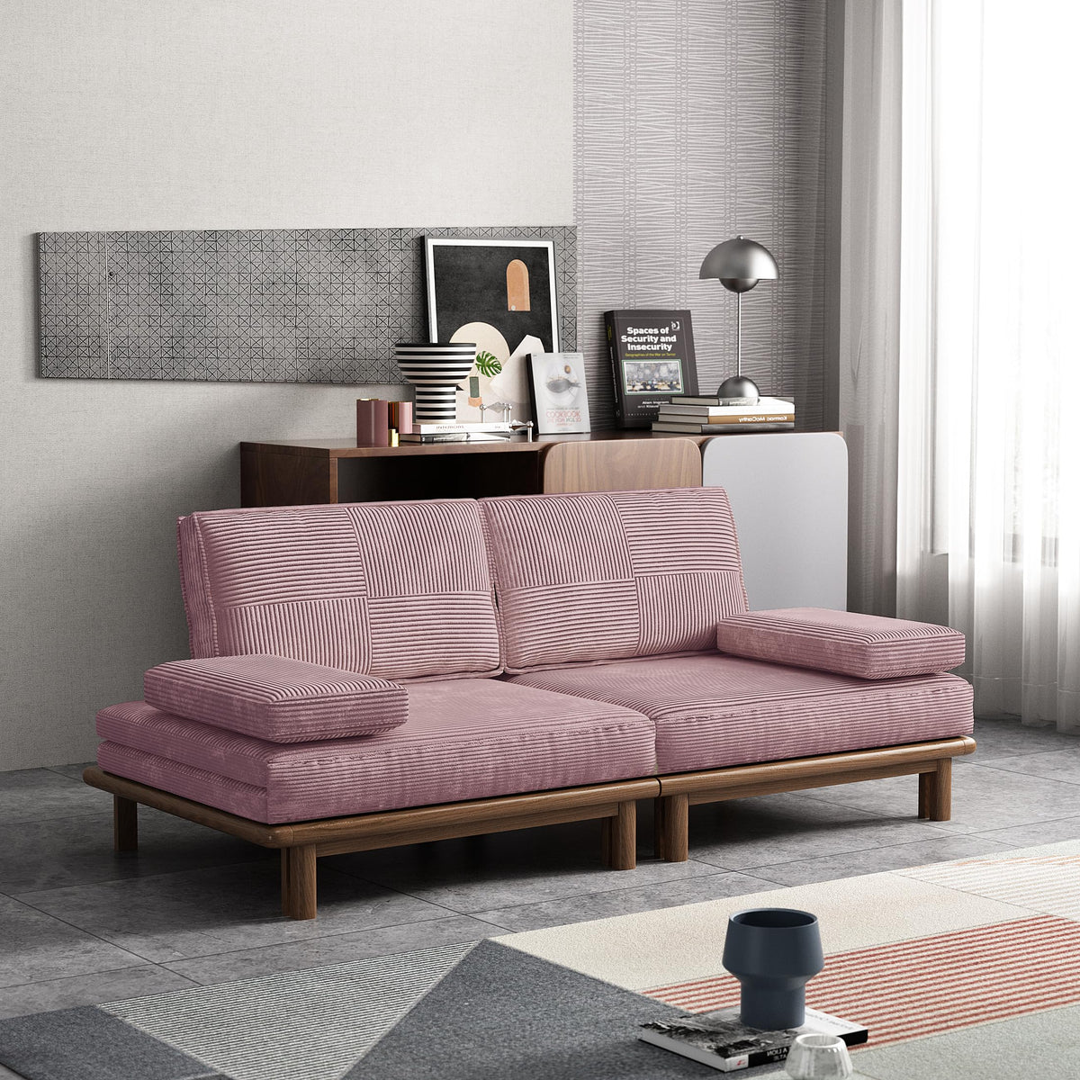 78.7" Pink Velvet Sofa Bed Z869094