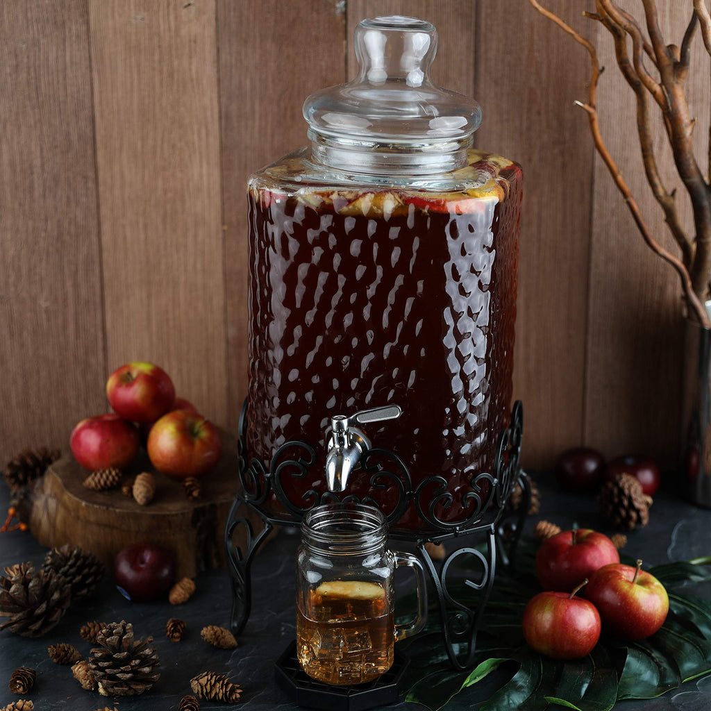 2.5 Gallon Glass Beverage Dispenser with Stand and Stainless Steel Spigot W771