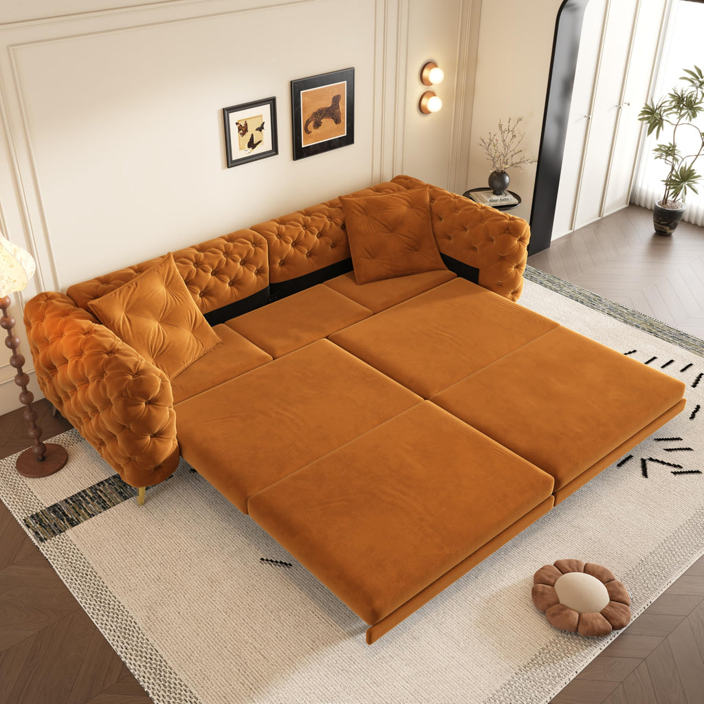 Orange Velvet Sofa Bed H49544