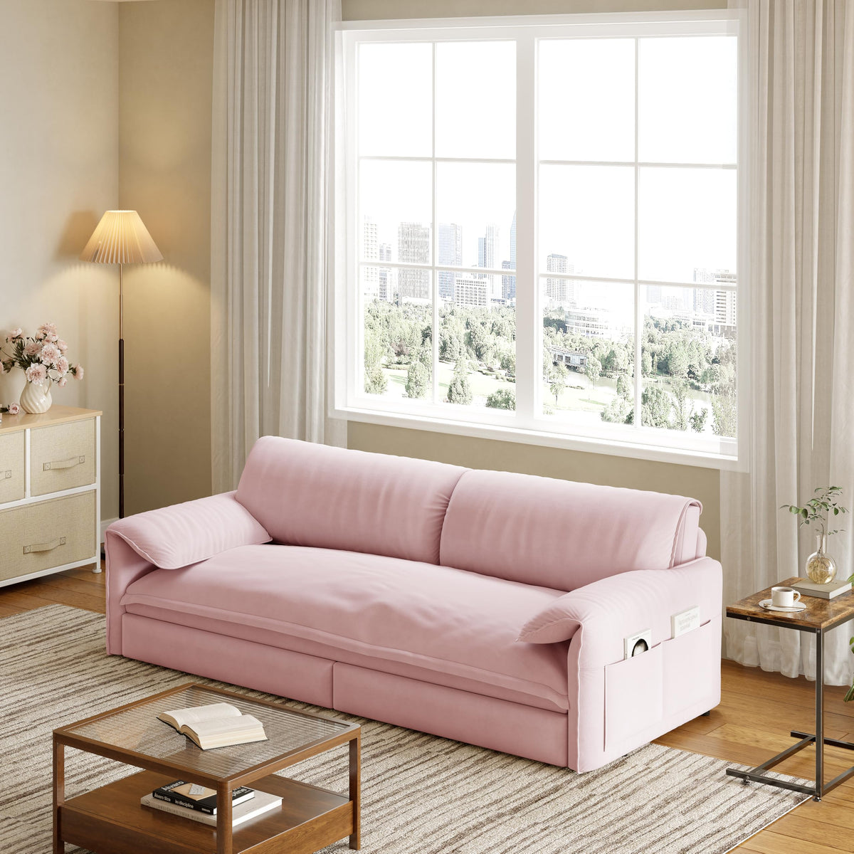 Queen Size Velvet Sleeper Sofa Bed U23132