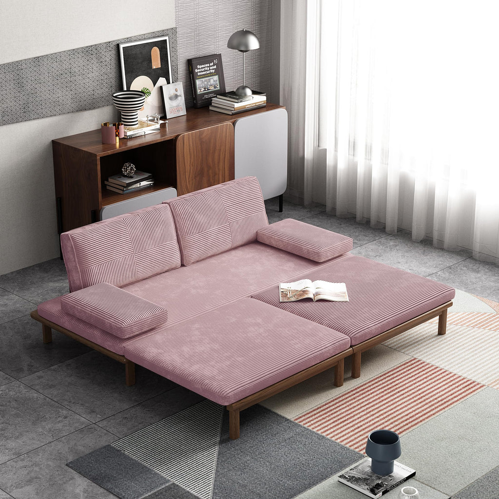 78.7" Pink Velvet Sofa Bed Z869094