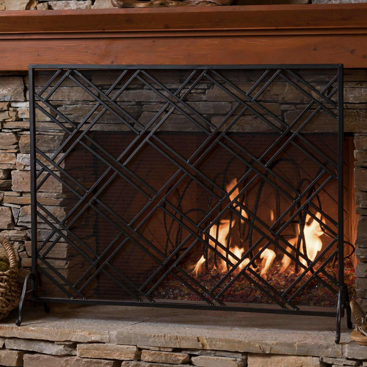 Black Wrought Iron Fireplace Screen D613