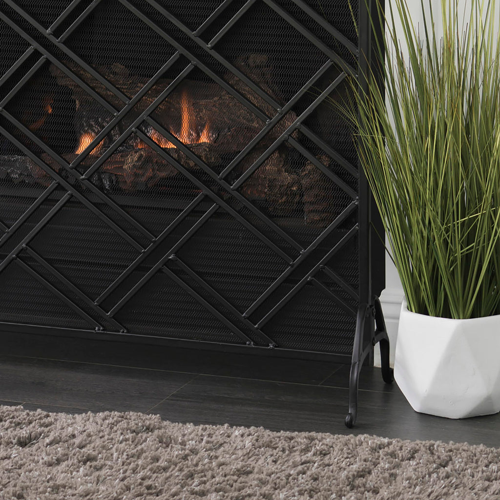 Black Wrought Iron Fireplace Screen D613